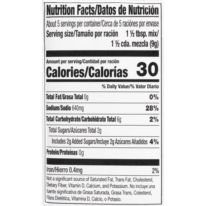 ['Nutrition facts label for a food product.']