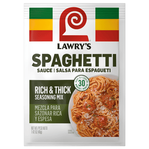 This is a package of Lawry's Extra Rich &amp; Thick Spaghetti Sauce spices and seasonings mix.