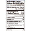 ['Nutrition facts label for a product with 30 calories per serving.']