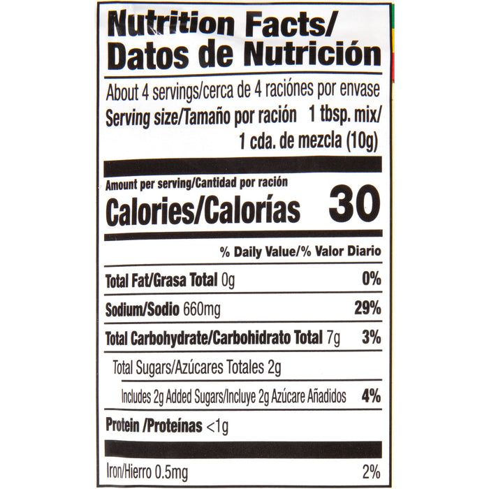 ['Nutrition facts label for a product with 30 calories per serving.']