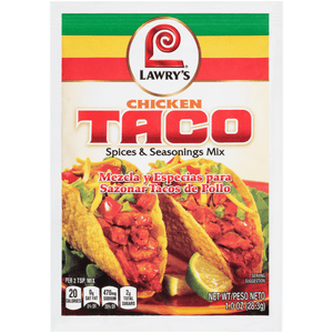 A package of Lawry's Chicken Taco Spices &amp; Seasonings Mix.