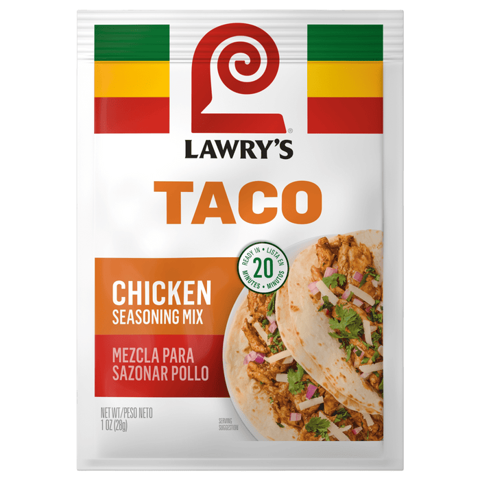 A package of Lawry's Chicken Taco Spices &amp; Seasonings Mix.