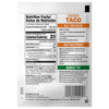 A packet of McCormick Chicken Taco seasoning mix with nutritional information and preparation instructions.