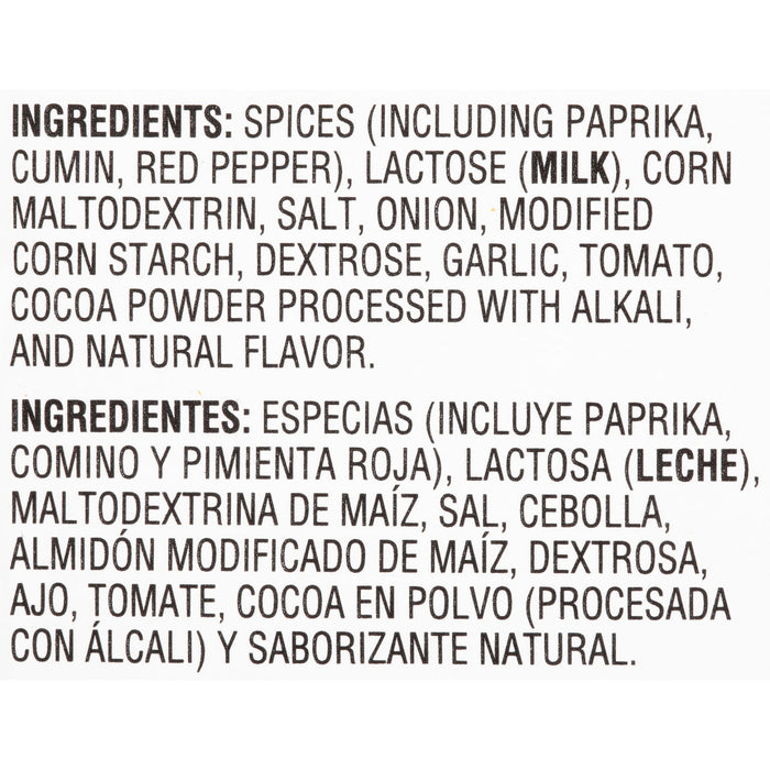 ['Ingredients list for a seasoning blend in English and Spanish.']