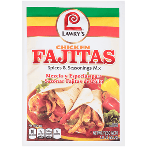 A package of Lawry's Chicken Fajitas Spices &amp; Seasonings Mix.