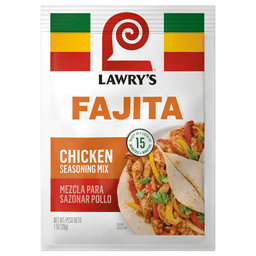 A package of Lawry's Chicken Fajitas Spices &amp; Seasonings Mix.