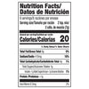 This is a nutrition facts label showing that a 2-teaspoon serving contains 20 calories, 11% of the daily value of sodium, and less than 1 gram of protein.