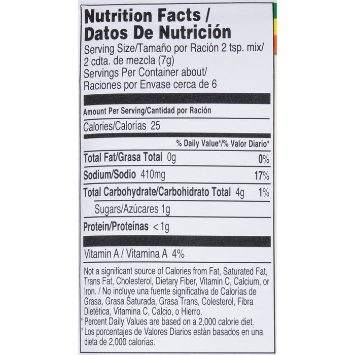 ['Nutrition facts label for a food product.']