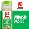 ['A jar of Lawry\'s Garlic Salt with a green background and the words Unbasic Basics in white.']