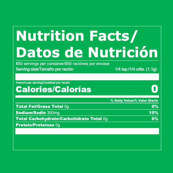 ['Nutrition facts label for a product with 0 calories per serving.']