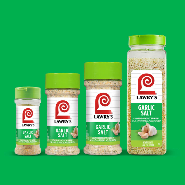 ["Four different sizes of Lawry's Garlic Salt."]