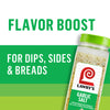 ['A container of Lawry\'s Garlic Salt with the text Flavor Boost for Dips, Sides &amp; Breads above it.']