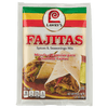 ["A Lawry's Fajitas seasoning packet with a serving suggestion of fajitas on the front."]