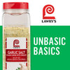 Lawry's Garlic Salt container next to the Lawry's logo and the words Unbasic Basics.