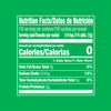 The image shows a nutrition facts label with zero calories per serving.