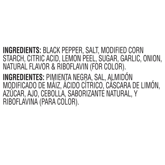 ['Ingredients list for a seasoning blend in English and Spanish.']