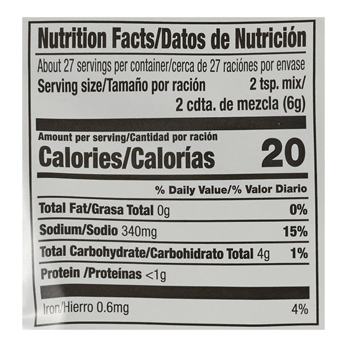['Nutrition facts label for a product with 20 calories per serving.']