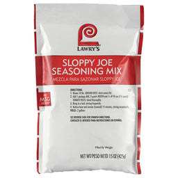 ["A Lawry's Sloppy Joe Seasoning Mix package with directions for use."]