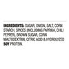['The ingredients for the product are listed: sugar, onion, salt, corn starch, spices, brown sugar, corn maltodextrin, citric acid, and soy protein.']