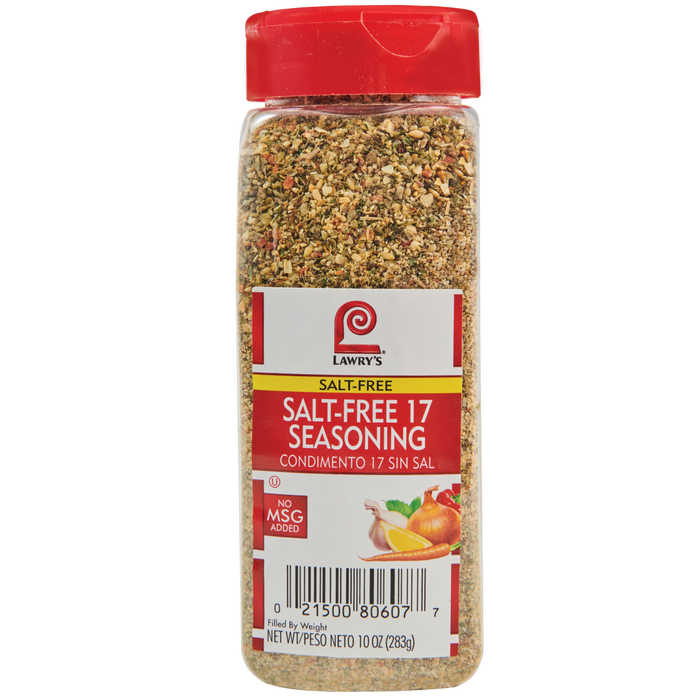 ["A bottle of Lawry's Salt-Free 17 Seasoning."]
