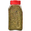 ['A glass jar with a red lid filled with a blend of herbs and spices.']