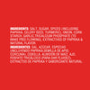 The image shows the ingredient list of a food product, including salt, sugar, spices, paprika, and natural flavor.