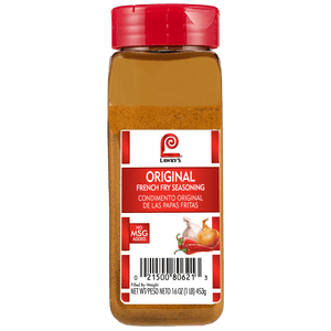 ["A bottle of Lawry's Original French Fry Seasoning."]