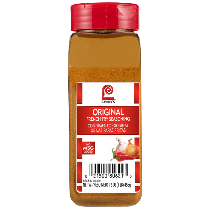 ["A bottle of Lawry's Original French Fry Seasoning."]