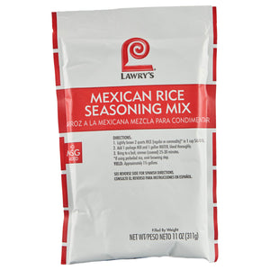 ["A Lawry's Mexican Rice Seasoning Mix package."]