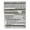 ['Nutrition facts label for a product with 35 calories per serving.']