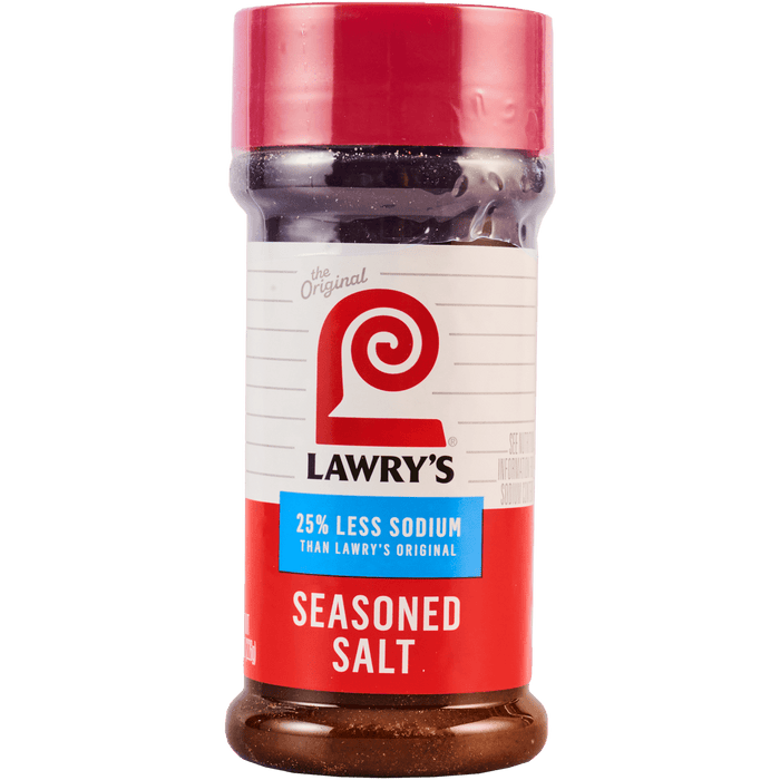 ["A bottle of Lawry's Seasoned Salt with 25% less sodium than the original."]