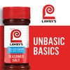 ['A jar of Lawry\'s Seasoned Salt with the words Unbasic Basics in white text on a red background.']