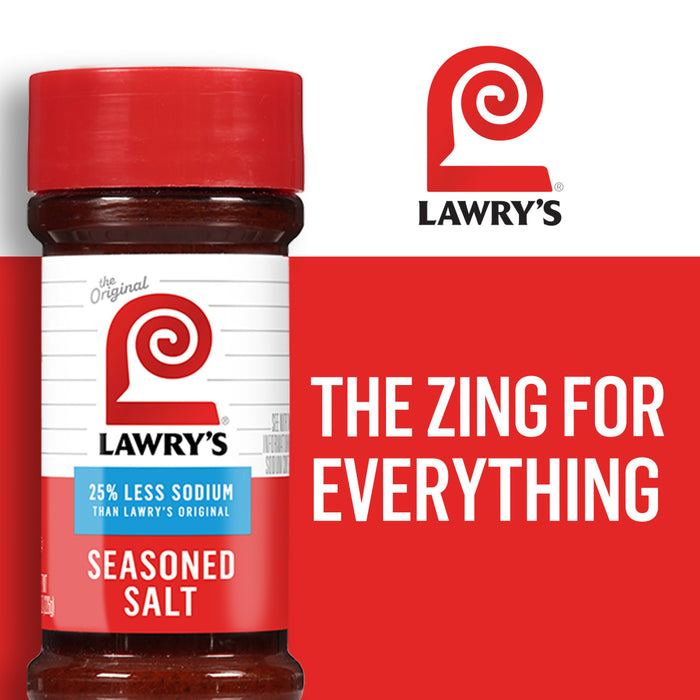 ['A jar of Lawry\'s Seasoned Salt with the Lawry\'s logo and the tagline The Zing for Everything.']