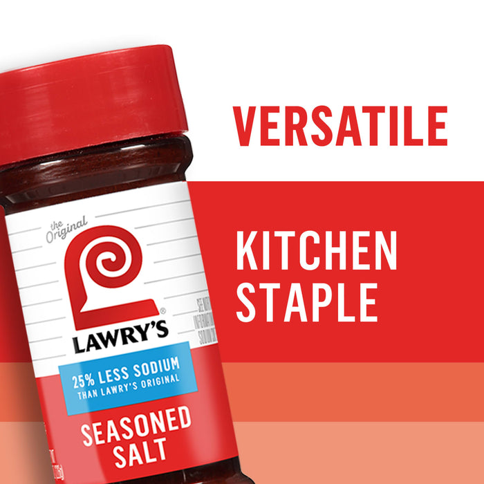 ["A jar of Lawry's Seasoned Salt, a kitchen staple."]