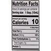 The image shows a nutrition facts label with a serving size of 1 tablespoon and 10 calories per serving.