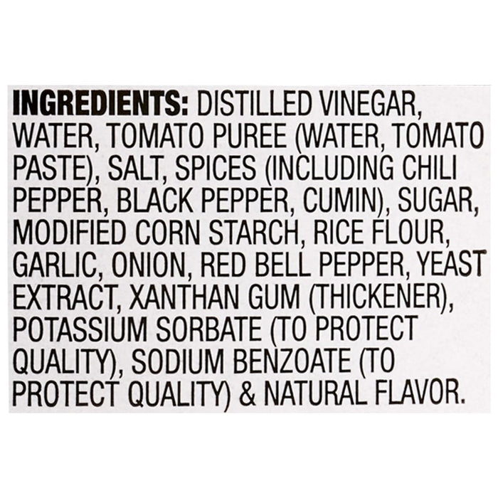 The ingredients list for Lawrys Steakhouse Marinade includes distilled vinegar, water, tomato puree, salt, spices, sugar, modified corn starch, rice flour, garlic, onion, red bell pepper, yeast extract, xanthan gum, potassium sorbate, sodium benzoate, and natural flavor.