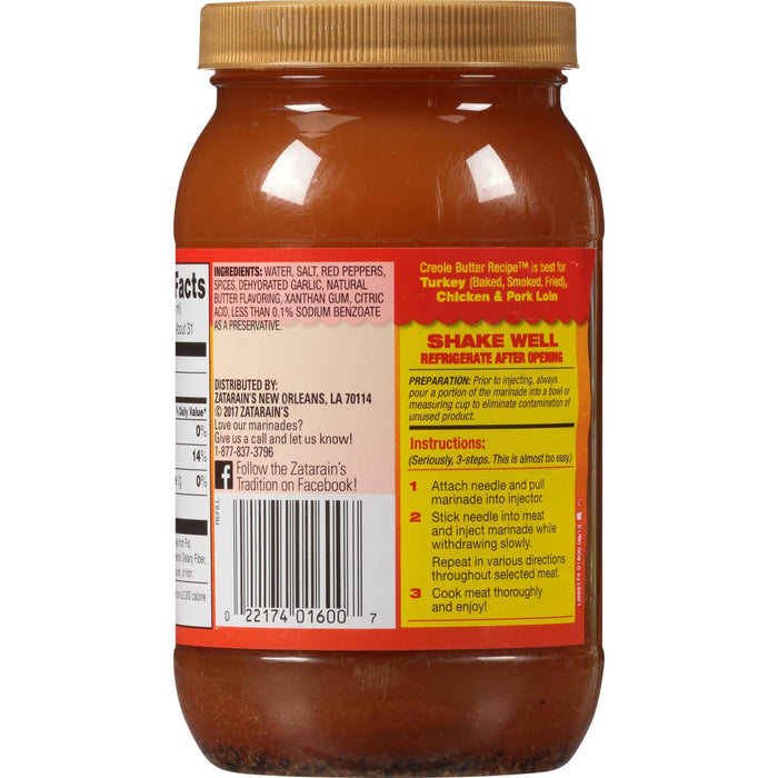 ["A bottle of Zatarain's Creole Butter Recipe marinade."]