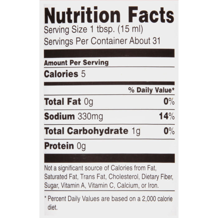 ['Nutrition facts label for a product with 5 calories per serving.']