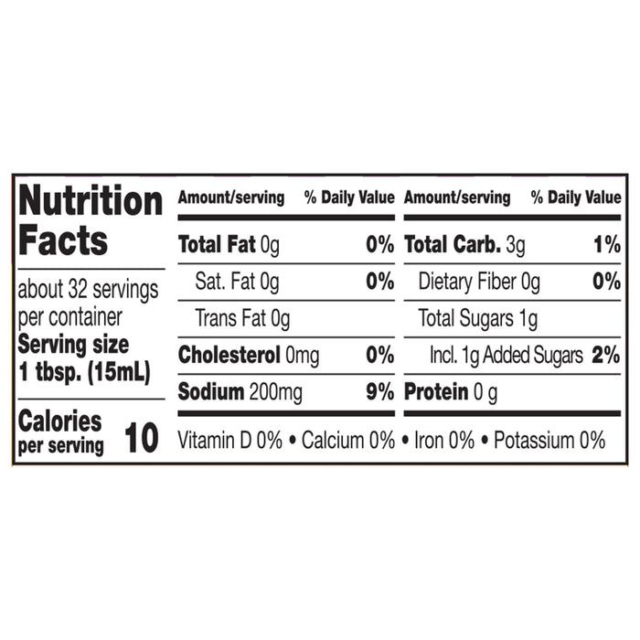 ['Nutrition facts for a serving of the product, which is 1 tablespoon (15mL).']