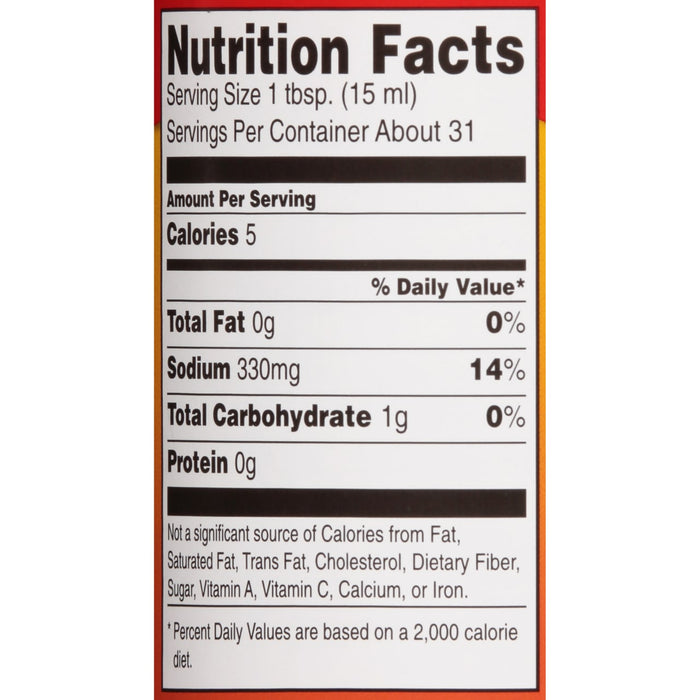 ['Nutrition facts label for a product with 5 calories per serving.']