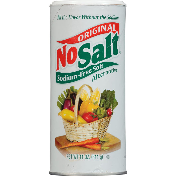 ['A can of NoSalt Original Sodium-Free Salt Alternative.']