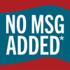 A teal blue and red logo with white text that says NO MSG ADDED*