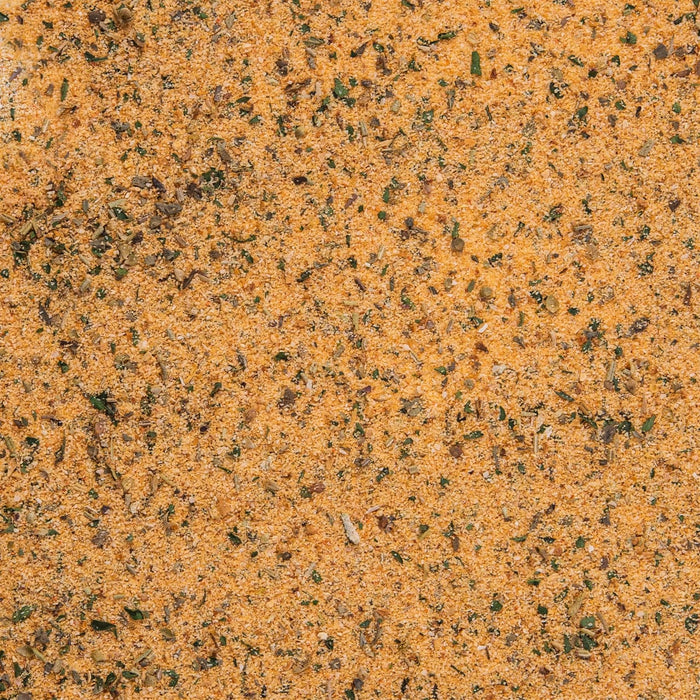 A close-up of a mixture of spices and herbs.