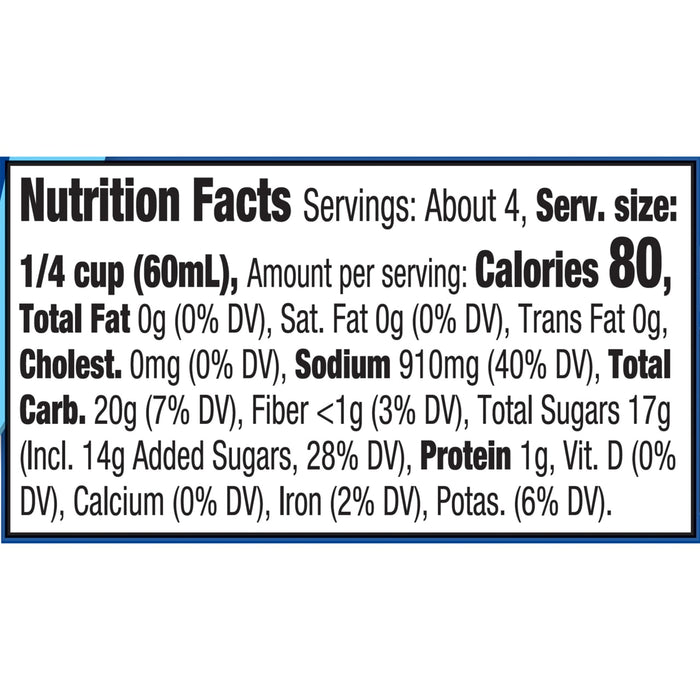 Nutrition facts label for a product with 80 calories per serving.