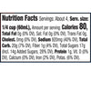Nutrition facts for a serving of a product showing calories fat sodium carbohydrates fiber sugar protein vitamins and minerals.