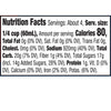Nutrition facts for a serving of a product, showing calories, fat, sodium, carbohydrates, fiber, sugar, protein, vitamins and minerals.