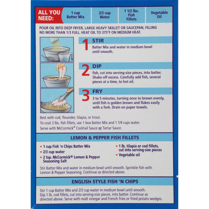 McCormick® Golden Dipt® Fish 'n Chips Seafood Batter Mix, 10 oz