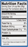 ['Nutrition facts label for a product with 100 calories per serving.']