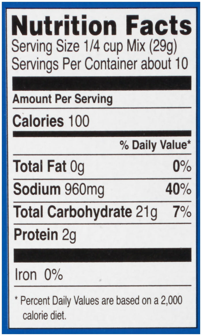 ['Nutrition facts label for a product with 100 calories per serving.']