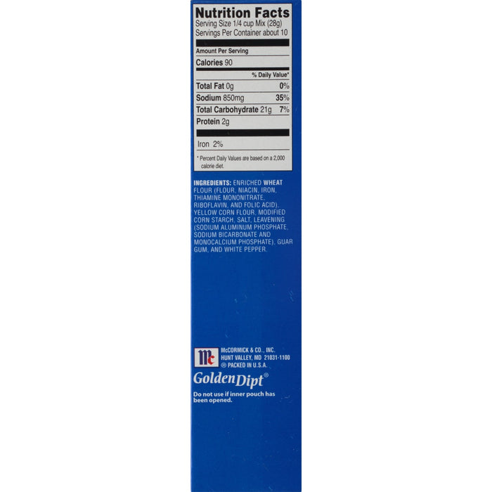 ['Nutrition facts and ingredients for Golden Dipt brand mix.']